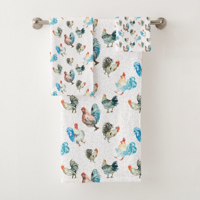Chicken Lover Country Hens Bath Towel Set (Insitu)