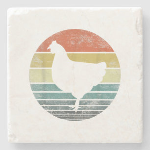 Chicken Lover Gifts Funny Farmer Retro Vintage Far Stone Coaster