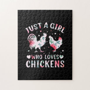 Chicken Lover Girl Who Loves Chickens Jigsaw Puzzle
