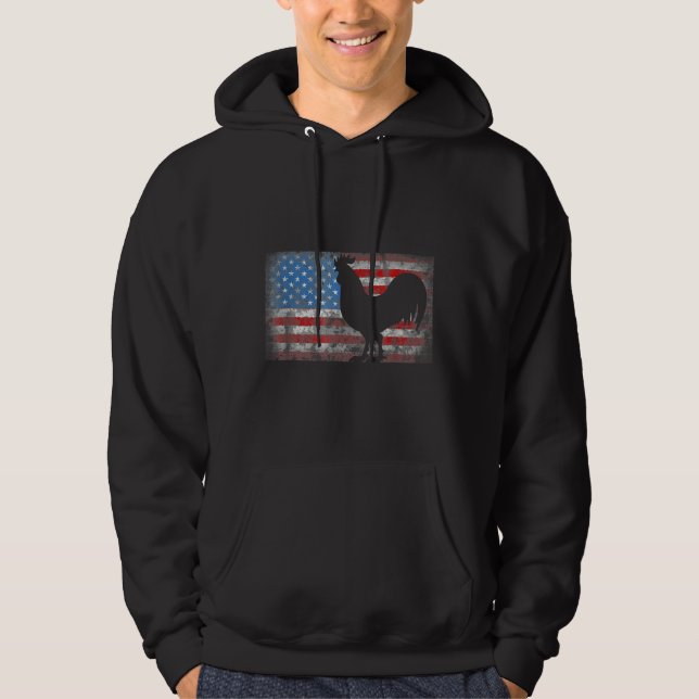 Chicken Lover Grunge American Flag Usa   Hoodie (Front)