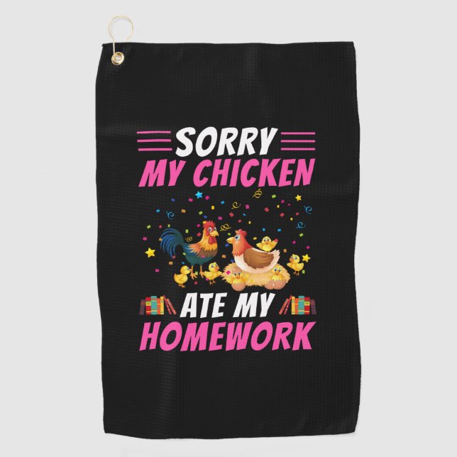 Chicken Lover | My Chicken Ate My Homework Golf Towel (Front)