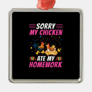 Chicken Lover   My Chicken Ate My Homework Metal Tree Decoration