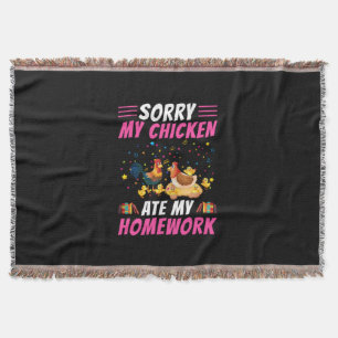 Chicken Lover   My Chicken Ate My Homework Throw Blanket