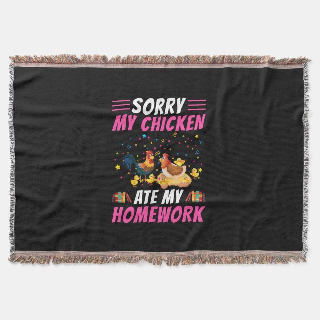 Chicken Lover | My Chicken Ate My Homework Throw Blanket (Front)