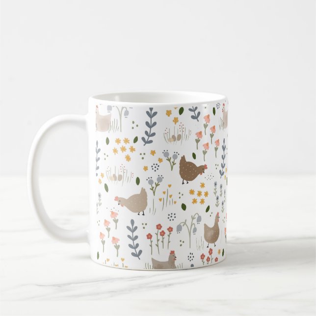 Chicken Lovers Farmgirl Floral Gift Mum Coffee Mug (Left)