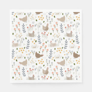 Chicken Lovers Farmyard Animal Pretty Floral Napkin