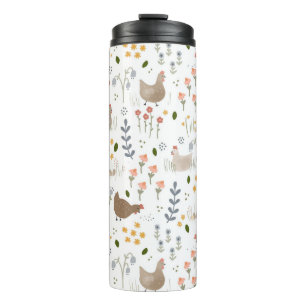 Chicken Lovers Farmyard Animal Pretty Floral Thermal Tumbler