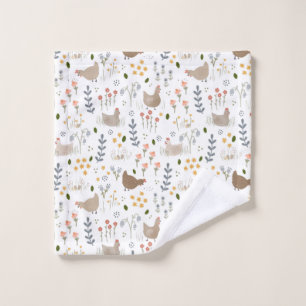 Chicken Lovers Farmyard Animal Pretty Floral Wash Cloth
