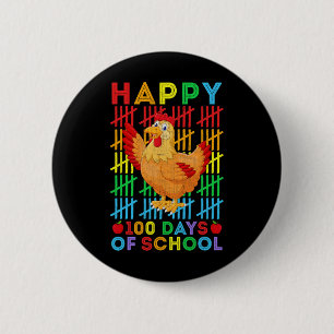 Chicken Lovers Teacher Student Happy 100 Days Of S 6 Cm Round Badge