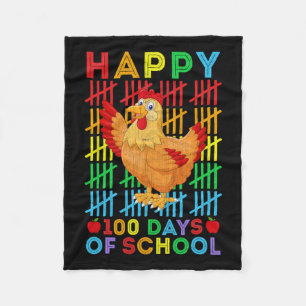 Chicken Lovers Teacher Student Happy 100 Days Of S Fleece Blanket