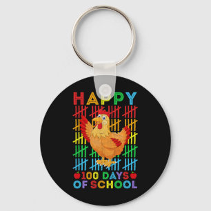 Chicken Lovers Teacher Student Happy 100 Days Of S Key Ring