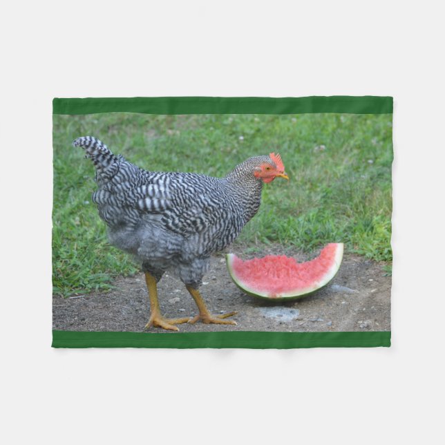 Chicken Loves Watermelon Fleece Blanket (Front (Horizontal))