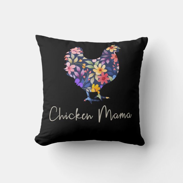 Chicken mama hen flowers farmer cute chicken cushion (Front)