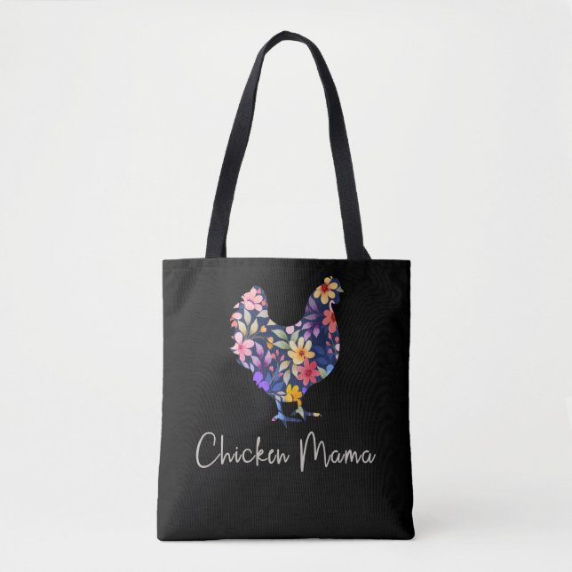 Chicken mama hen flowers farmer cute chicken tote bag (Front)