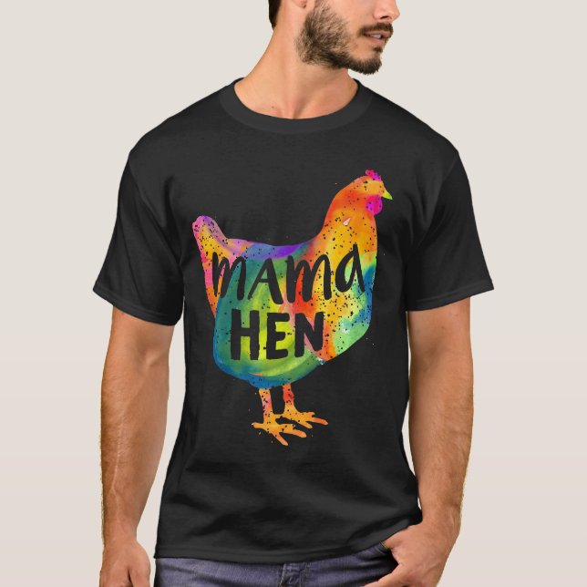 Chicken Mama Hen Mother Mum Colourful Farm Chicken T-Shirt (Front)