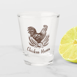 Chicken Mama Poultry Egg Farmer Brown Shot Glass