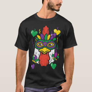 Chicken Mardi Gras Mask  Farm Outfit Men Women Kid T-Shirt