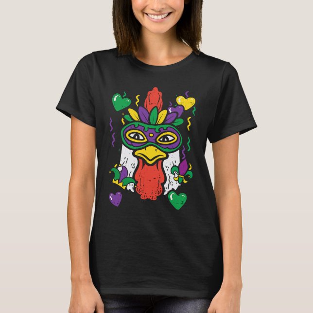 Chicken Mardi Gras Mask  Farm Outfit Men Women Kid T-Shirt (Front)