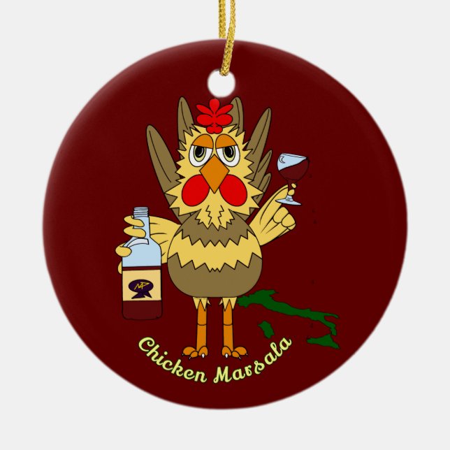 Chicken Marsala  Ceramic Tree Decoration (Front)