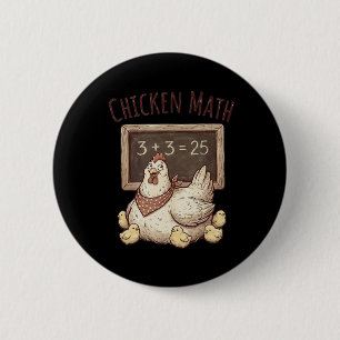 Chicken Math Funny Chalkboard Equation Hen Ckyard 6 Cm Round Badge