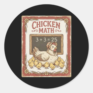 Chicken Math Funny Chalkboard Equation Hen Ckyard Classic Round Sticker