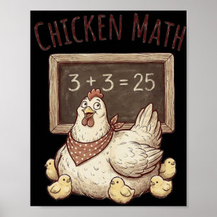 Chicken Math Funny Chalkboard Equation Hen Ckyard Poster