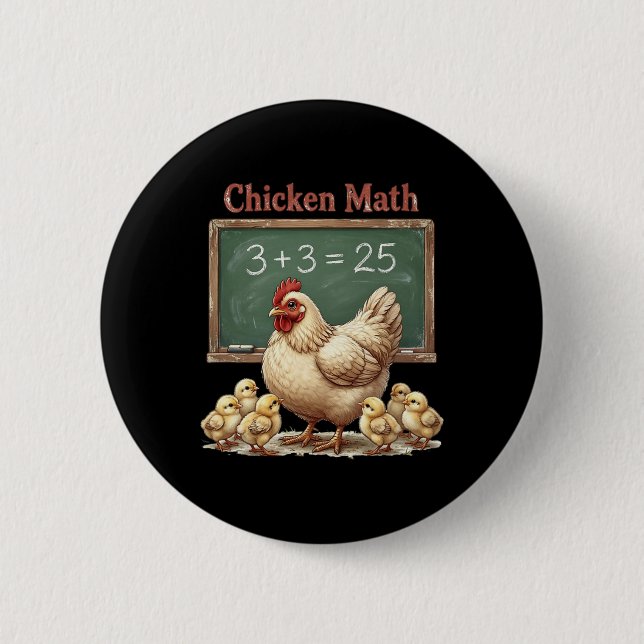 Chicken Math Funny Hen Chalkboard Equation Ckyard  6 Cm Round Badge (Front)