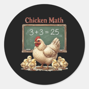 Chicken Math Funny Hen Chalkboard Equation Ckyard Classic Round Sticker