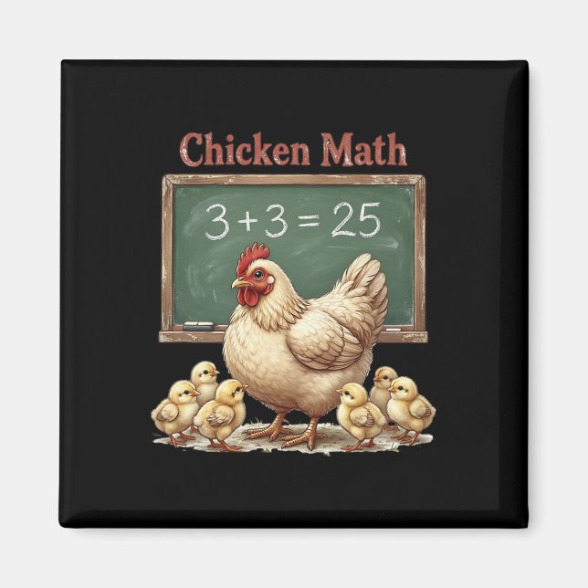 Chicken Math Funny Hen Chalkboard Equation Ckyard  Magnet (Front)