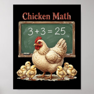 Chicken Math Funny Hen Chalkboard Equation Ckyard  Poster