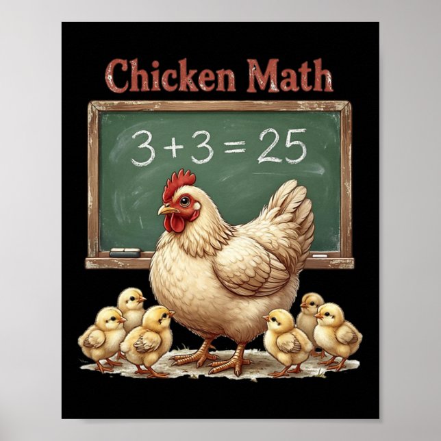 Chicken Math Funny Hen Chalkboard Equation Ckyard  Poster (Front)