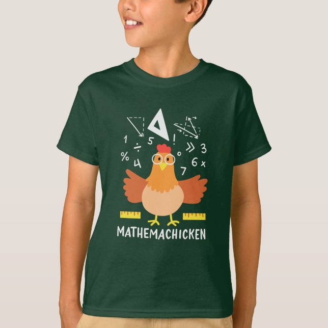 Chicken Math Gag Funny Mathemachicken T-Shirt (Front)