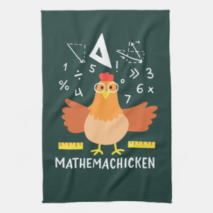 Chicken Math Gag Funny Mathemachicken Teacher Tea Towel