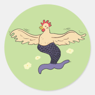 Chicken Mermaid Classic Round Sticker