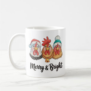 Chicken Merry And Bright Christmas Farm Holiday Coffee Mug