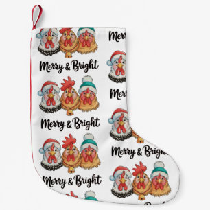 Chicken Merry And Bright Christmas Farm Holiday Small Christmas Stocking