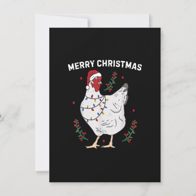 Chicken Merry Christmas Funny Santa Hat Chicken Li Invitation (Front)