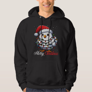 Chicken Merry Christmas Lights Santa Hat Xmas Snow Hoodie