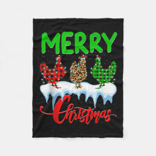 Chicken Merry Christmas Pajamas Leopard Buffalo Pl Fleece Blanket