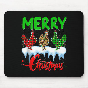 Chicken Merry Christmas Pajamas Leopard Buffalo Pl Mouse Mat