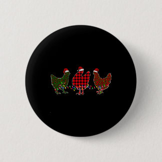 Chicken Merry Christmas Red Green Leopard Plaid Xm 6 Cm Round Badge