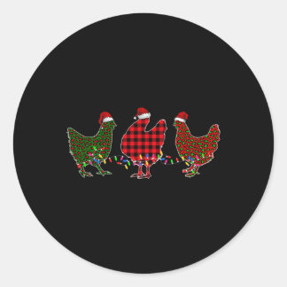 Chicken Merry Christmas Red Green Leopard Plaid Xm Classic Round Sticker