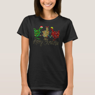 Chicken Merry Christmas Red Green Plaid Leopard Pa T-Shirt