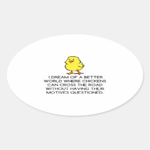 CHICKEN MOTIVES OVAL STICKER