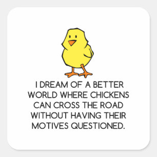 CHICKEN MOTIVES SQUARE STICKER