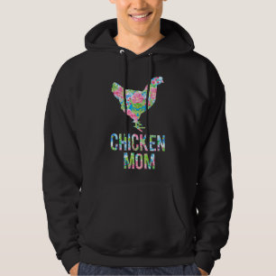 Chicken Mum Colourful Floral Chickens Hen Hoodie