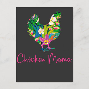 Chicken mum hen peasants farmer woman cute chicken postcard