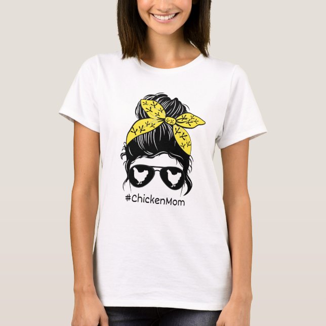 Chicken Mum With Bow T-Shirt (Front)