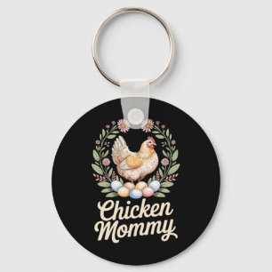 Chicken Mummy Chick Mum Mother Farmer Poultry Moth Key Ring