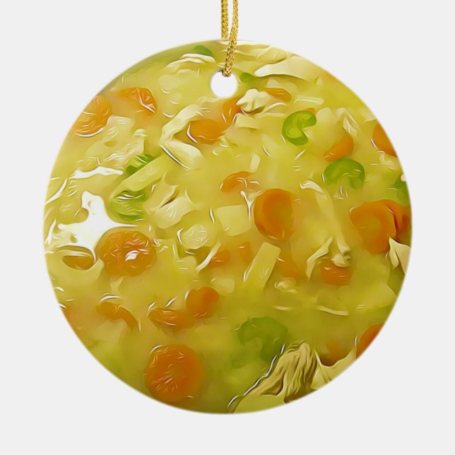 Chicken Noodle Soup Gag Gift Food Christmas Ceramic Tree Decoration (Front)